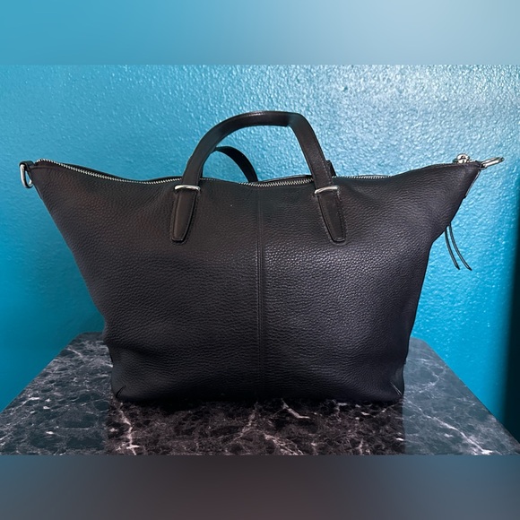 COACH Handbag Bleeker Cooper Satchel Tote Bag Black Pebbled Leather - Picture 13 of 15